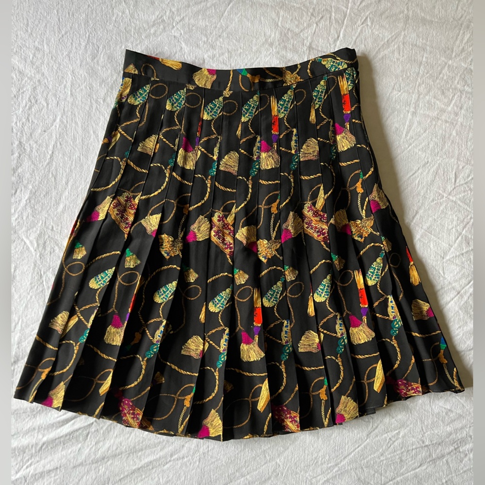Vintage Ann Taylor silk tassel pleated skirt